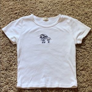 brandy melville white cropped shirt